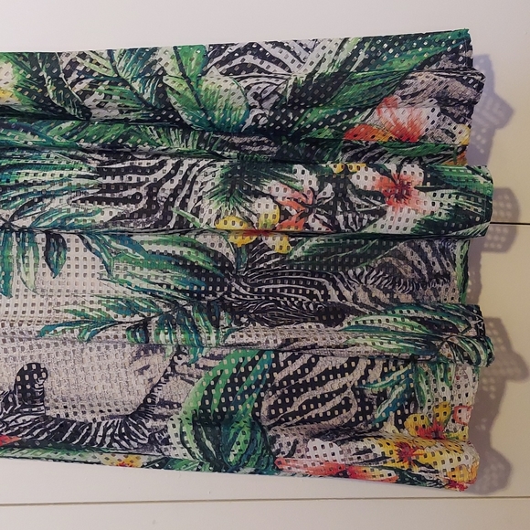 New York & Company Tropical Floral Zebra Print Skirt Eyelet Overlay Size Medium - Picture 6 of 16